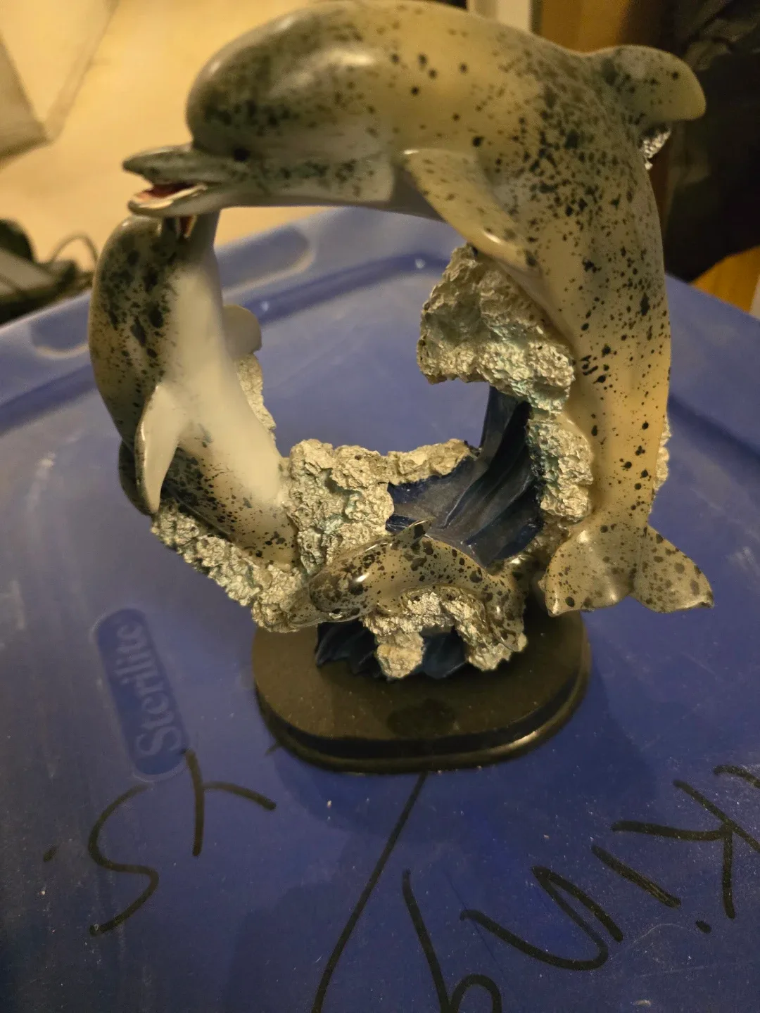 Dolphin and Seashell Figurine with Clock