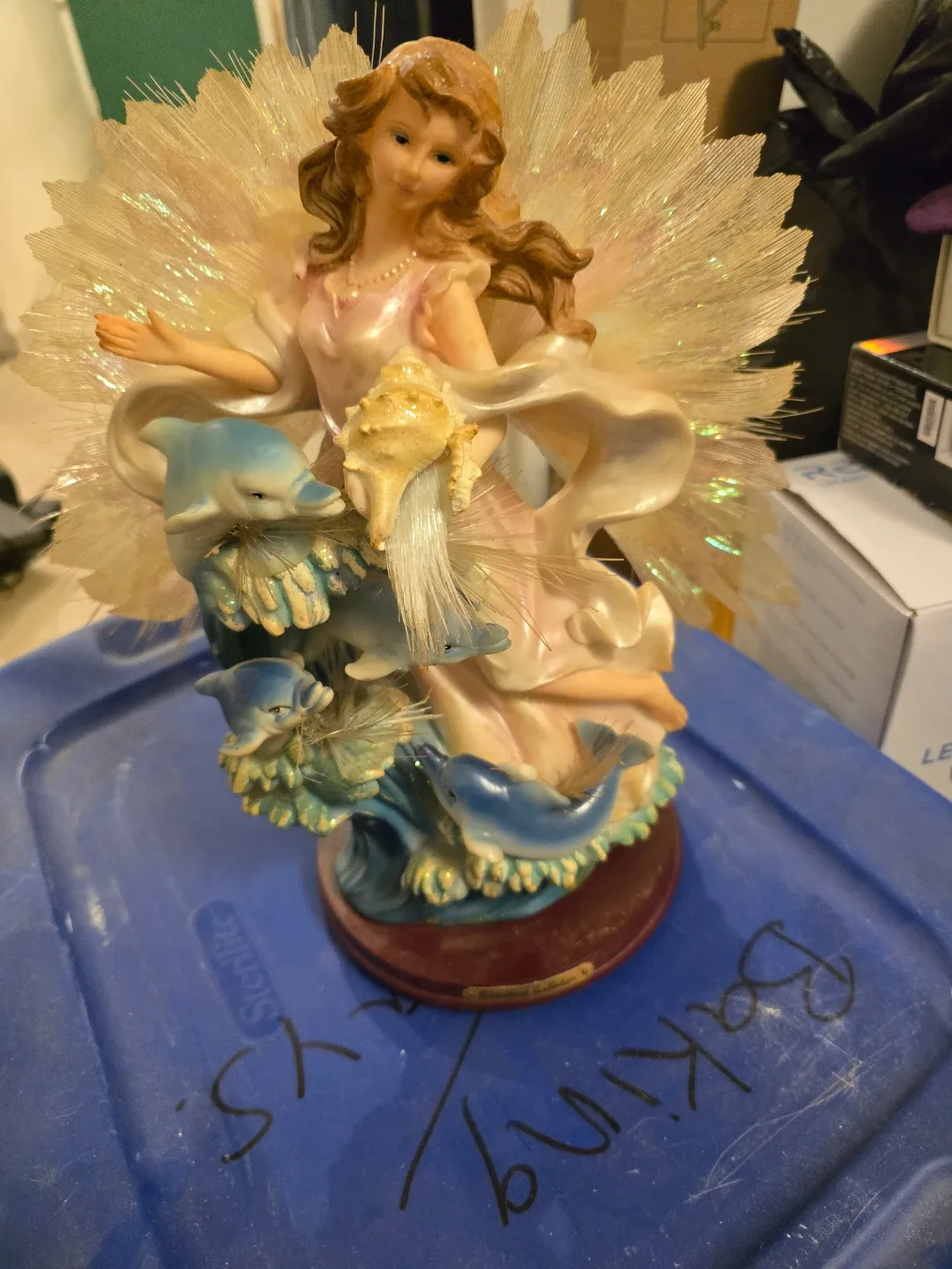 Dolphin and Seashell Figurine with Clock - photo 2