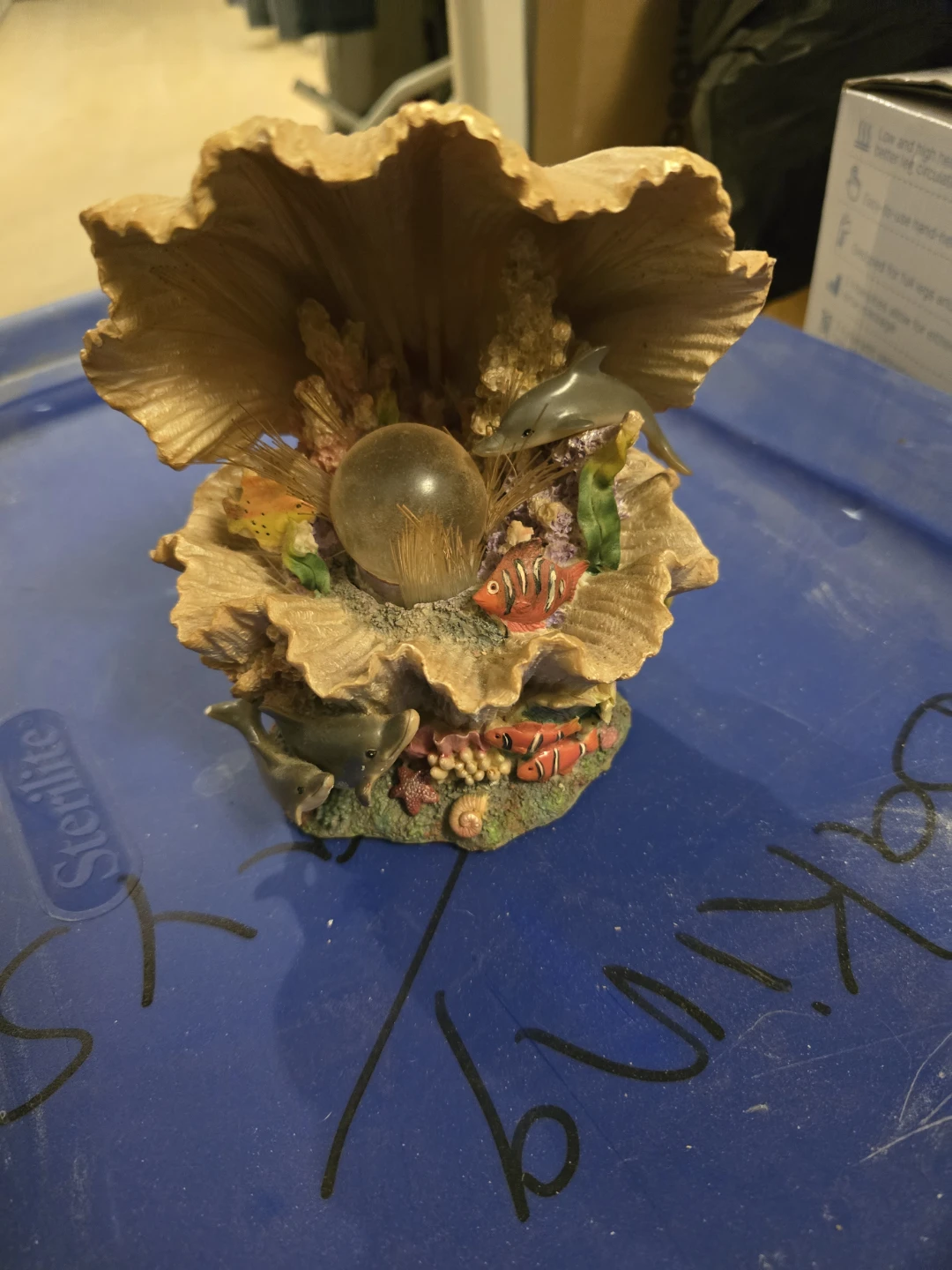 Dolphin and Seashell Figurine with Clock - photo 3