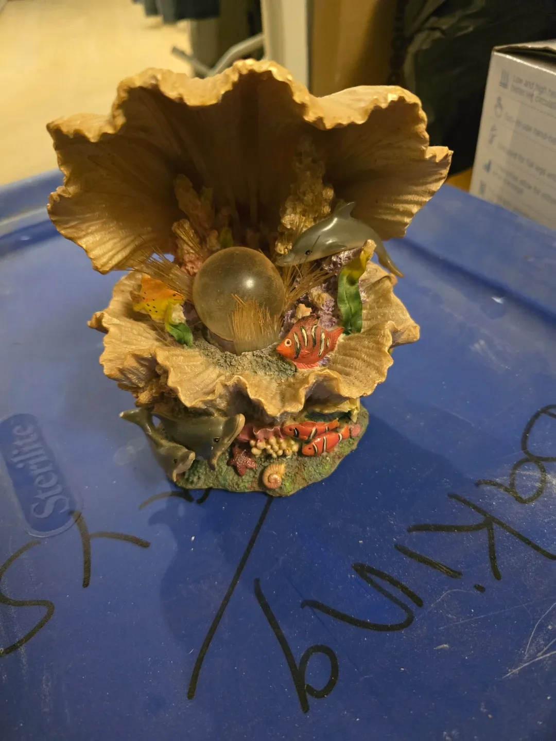 Dolphin and Seashell Figurine with Clock - photo 3