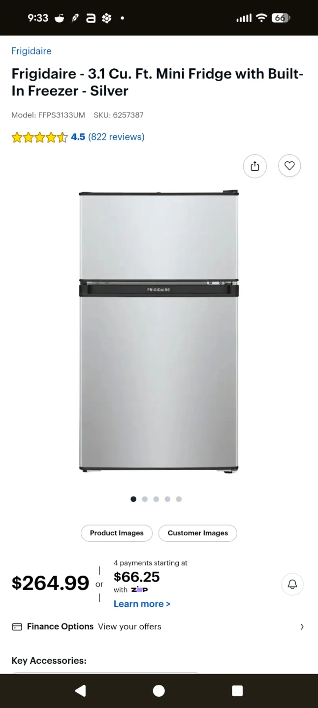 Frigidaire 3.1 Cu. Ft. Mini Fridge with Freezer - Silver