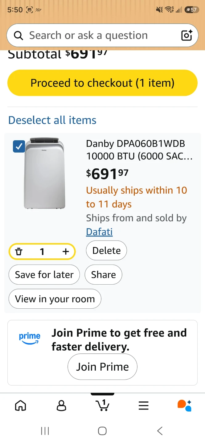 Open box - Never used - Danby DPA060B1WDB 10000 BTU - photo 2