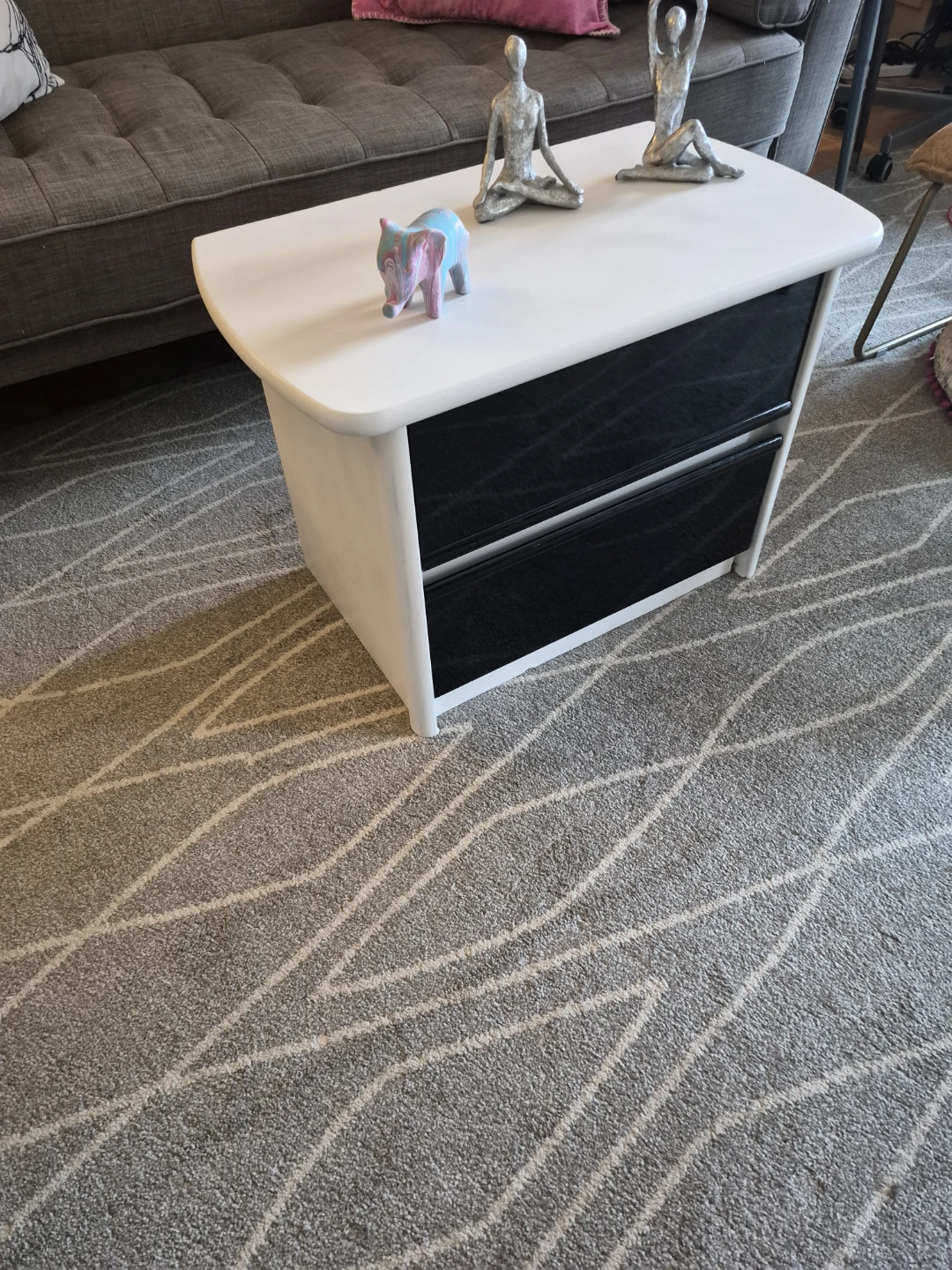 White and Black 2-Drawer Side Table / Nightstand - photo 4