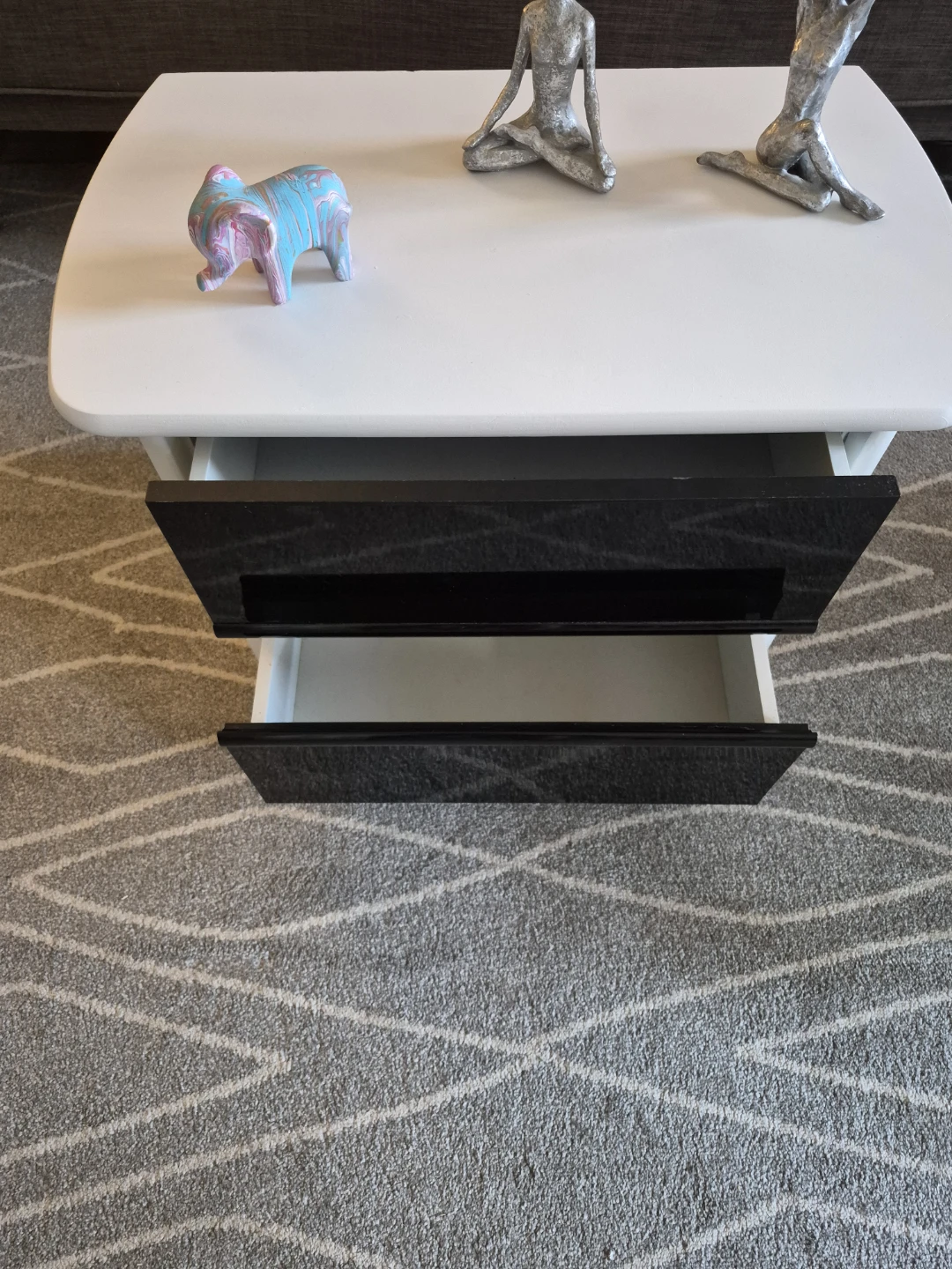 White and Black 2-Drawer Side Table / Nightstand - photo 5