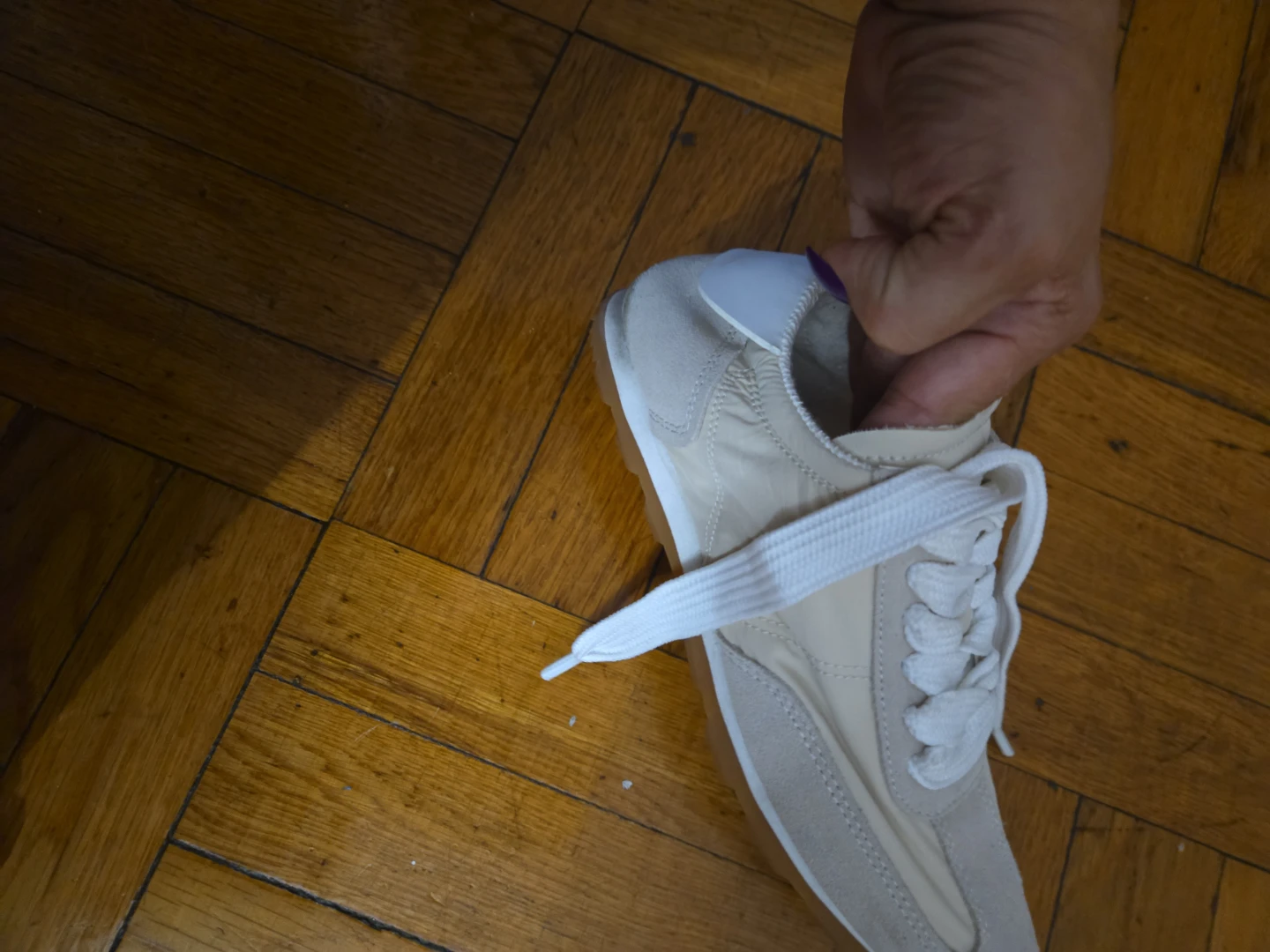 Cream Suede Sneakers