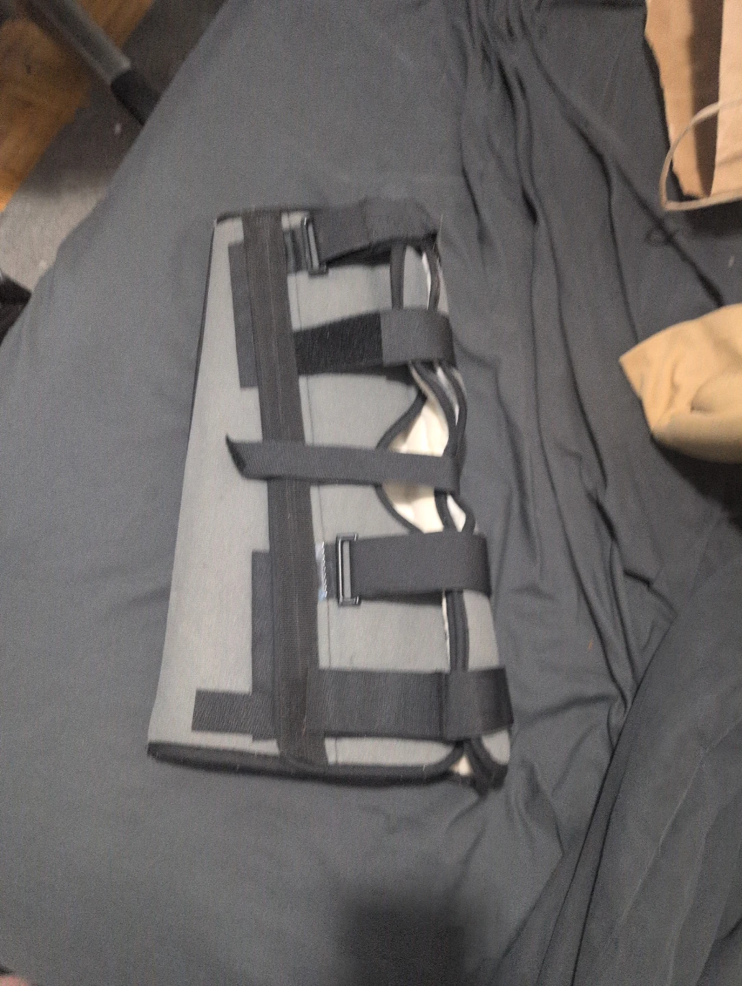 Grey Back Brace with Adjustable Straps