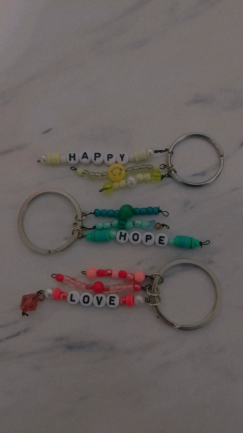 Beaded Keychains - Happy, Hope, Love