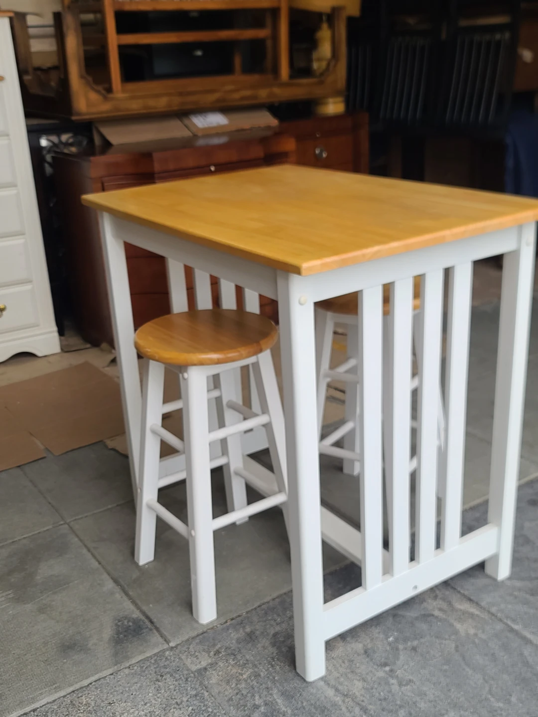 Kitchen Counter Height Table with 2 Stools - photo 2