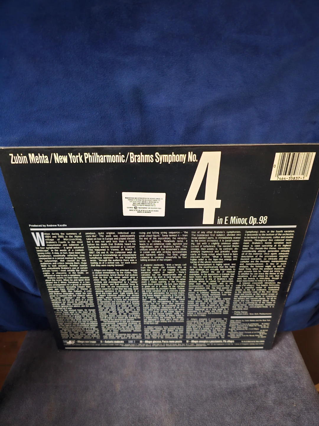 Zubin Mehta / New York Philharmonic / Brahms Symphony No. 4 - photo 2