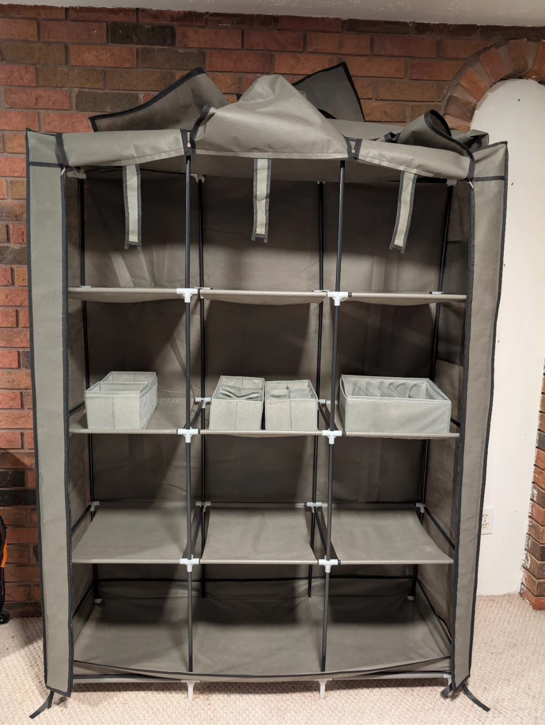 Grey Fabric Storage Wardrobe with Shelves - photo 2
