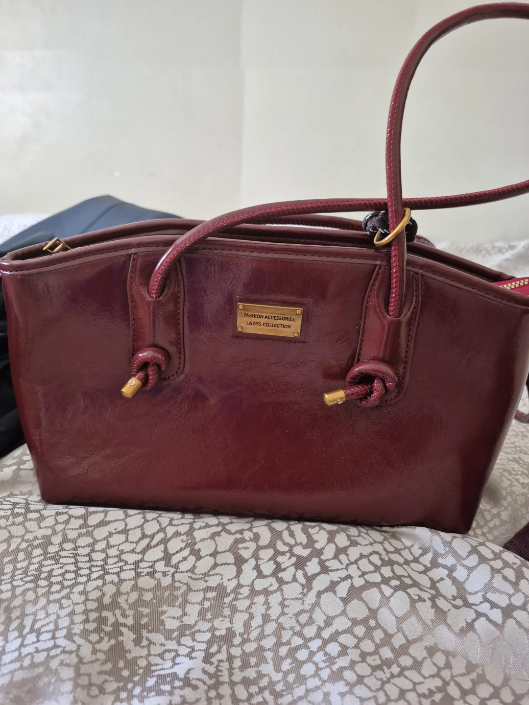 Burgundy Patent Leather Handbag