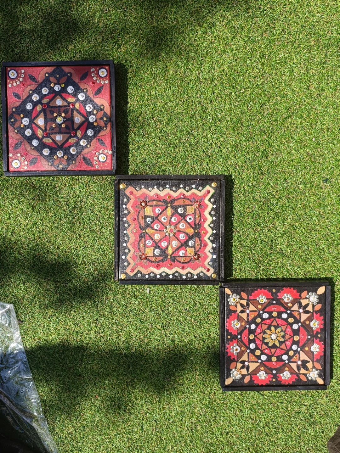 Set of 3 Framed Mandala Wall Art