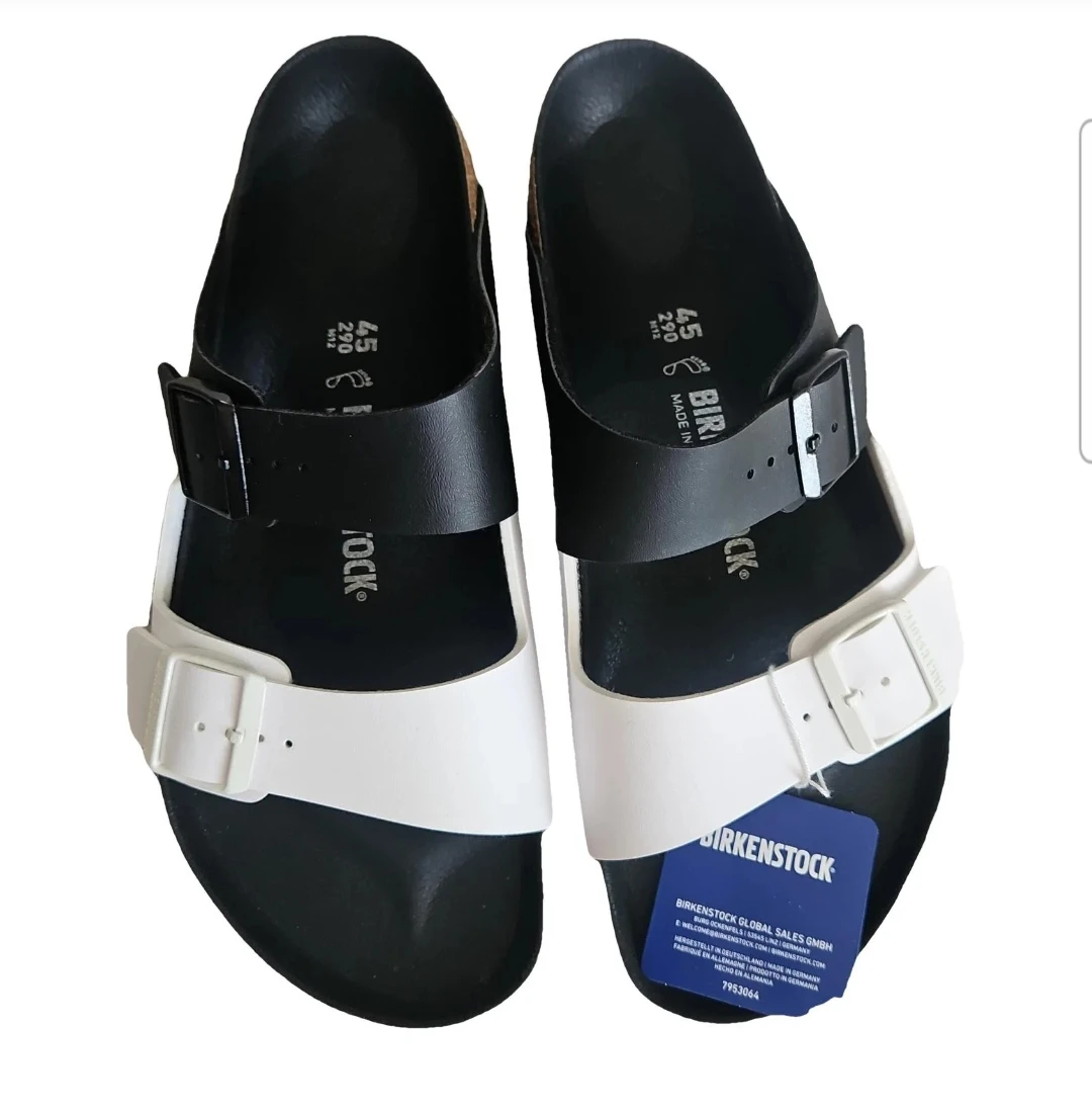 Birkenstock Arizona Sandals Black/White Size 45