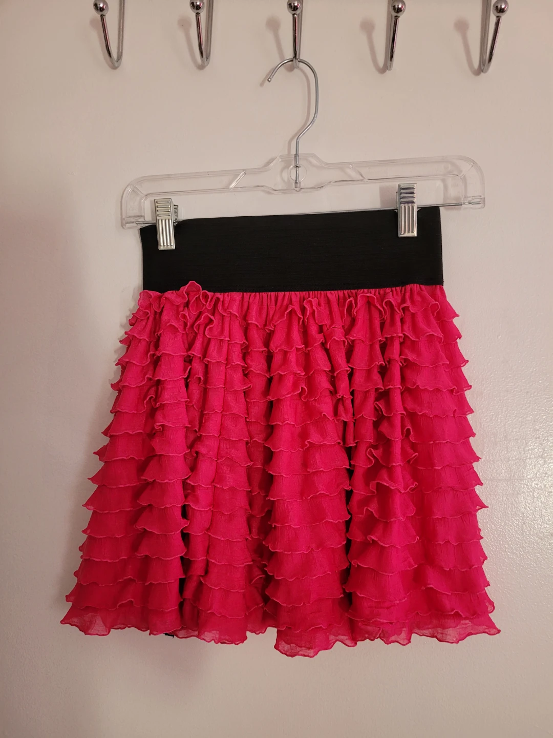 Pink Ruffle Skirt with Side Zipper