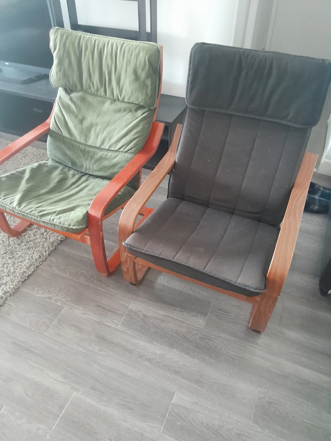 Ikea Poäng Chairs (2) - Black and Green