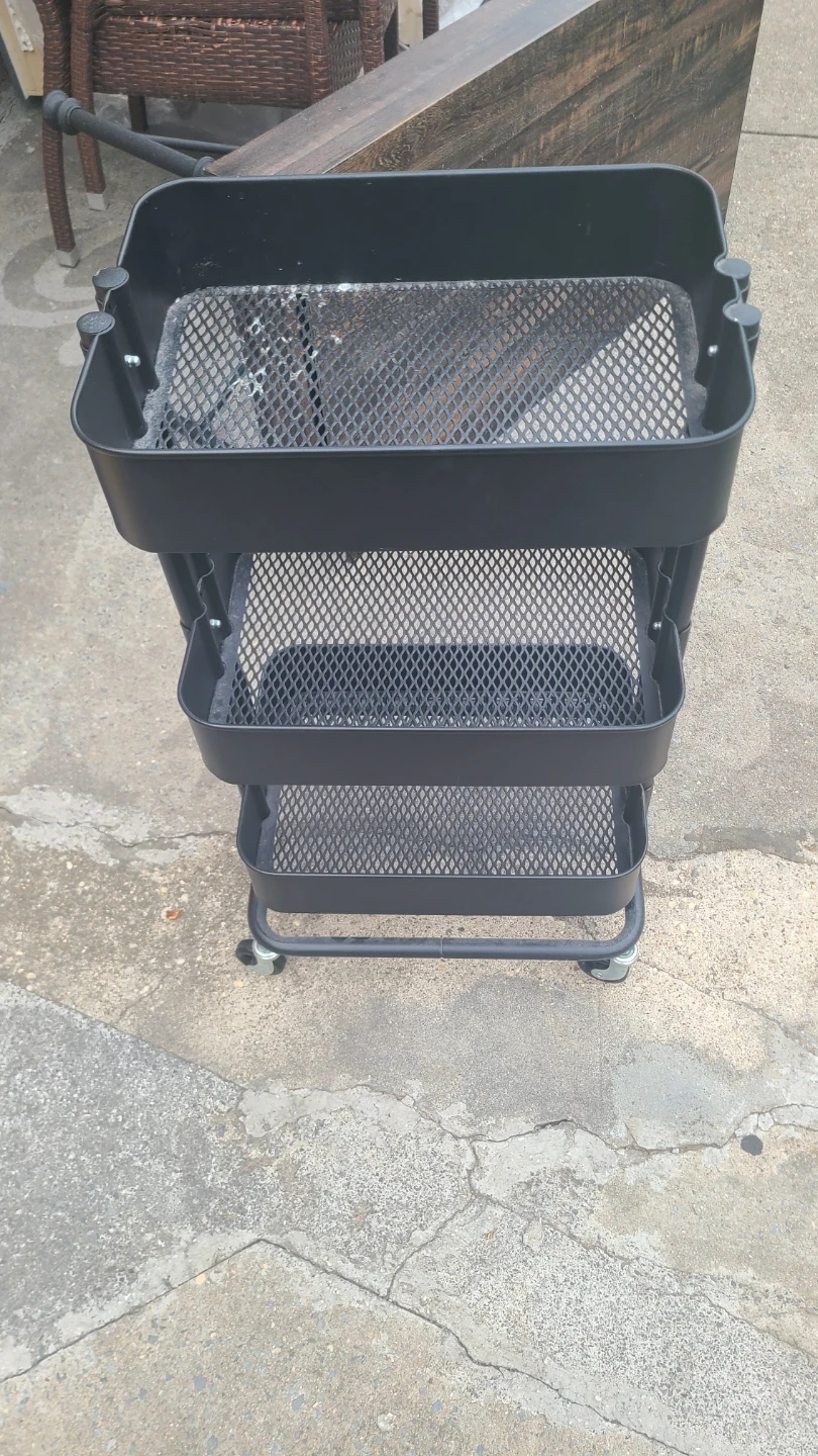 Black 3-Tier Rolling Utility Cart