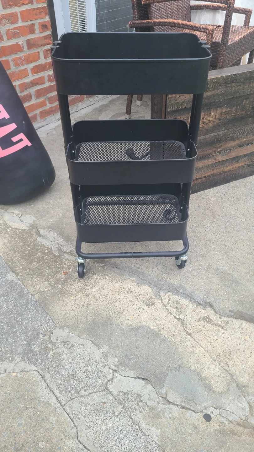 Black 3-Tier Rolling Utility Cart - photo 3