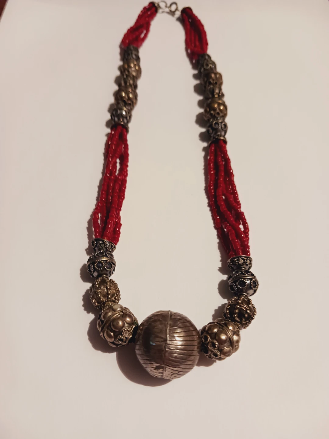 Sterling Silver Etruscan Charms Coral Beaded Necklace - photo 4