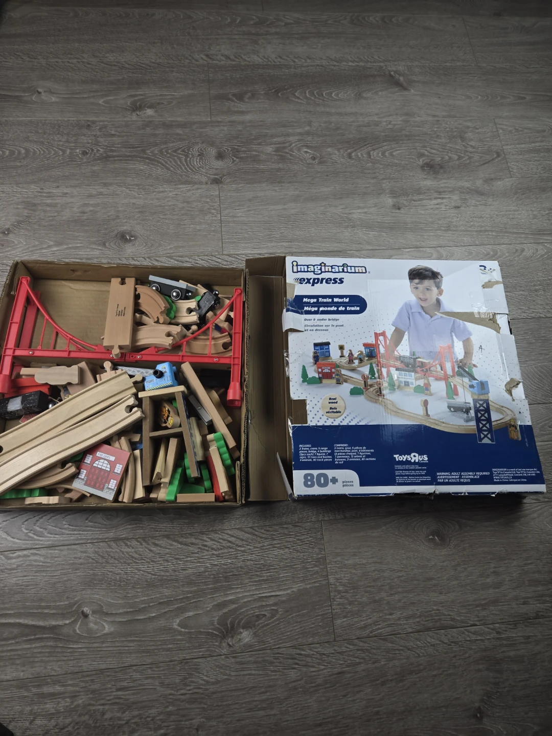 Train track set real wood