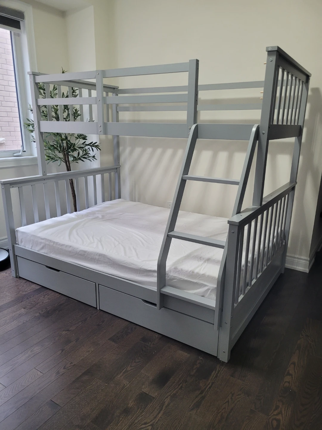 Grey Bunk Bed with Storage Drawers twin/full - photo 3