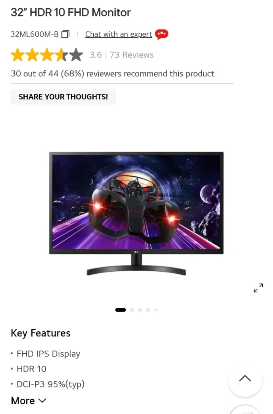 LG 32" HDR 10 FHD Monitor - photo 3