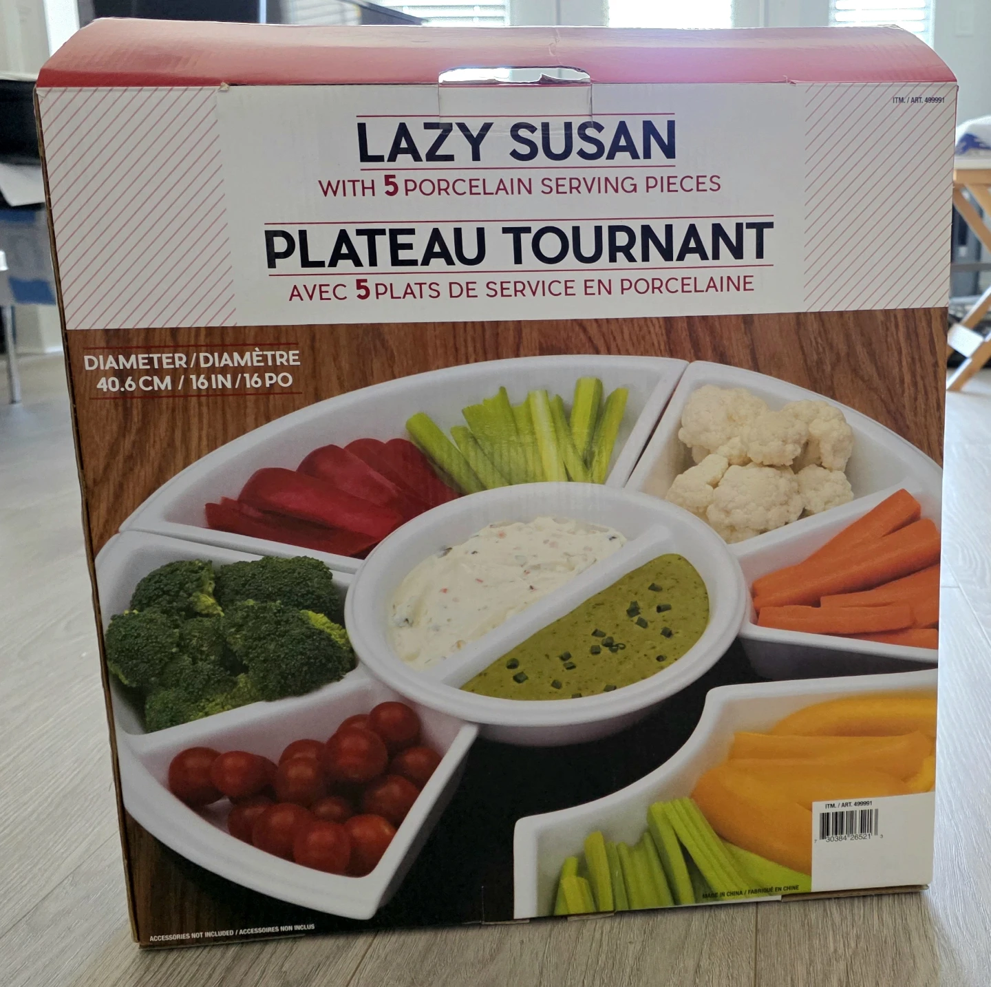 Lazy Susan Serving Platter with 5 Porcelain Pieces