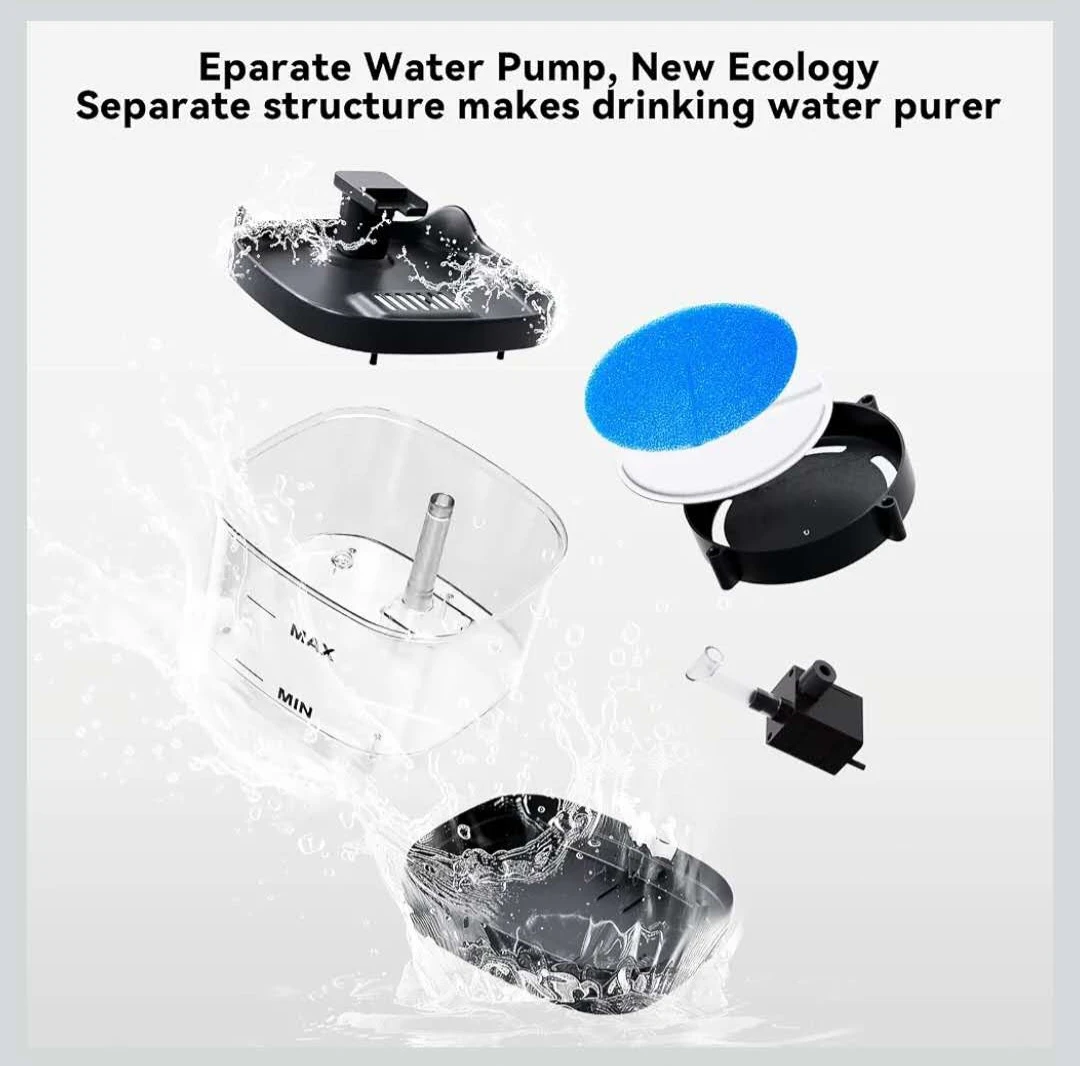 Pet Water Fountain 54oz/1.6L with Visual Water Level Warning - photo 2