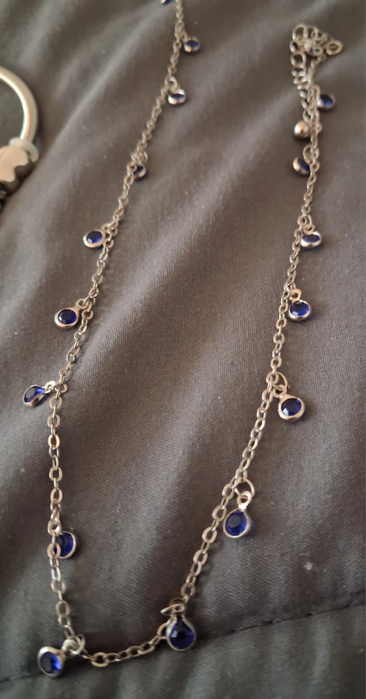 Silver-tone Bracelet and Necklace Set with Blue Gems - photo 3
