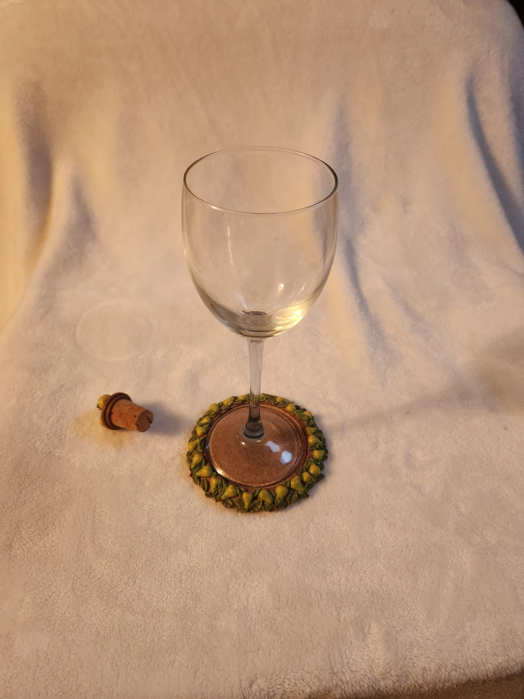 Decorative Wine Glass Coaster with Cork Stopper