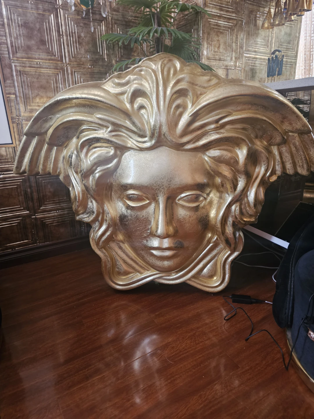 Large Gold Medusa Head bar Cabinet/Display Piece - photo 2