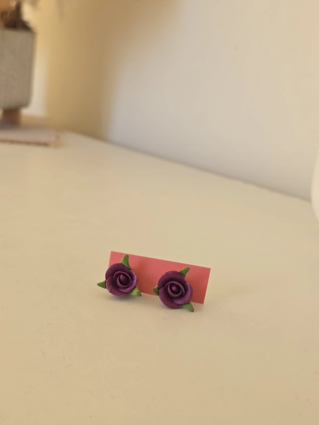 Polymer clay Rose Stud Earrings - photo 2