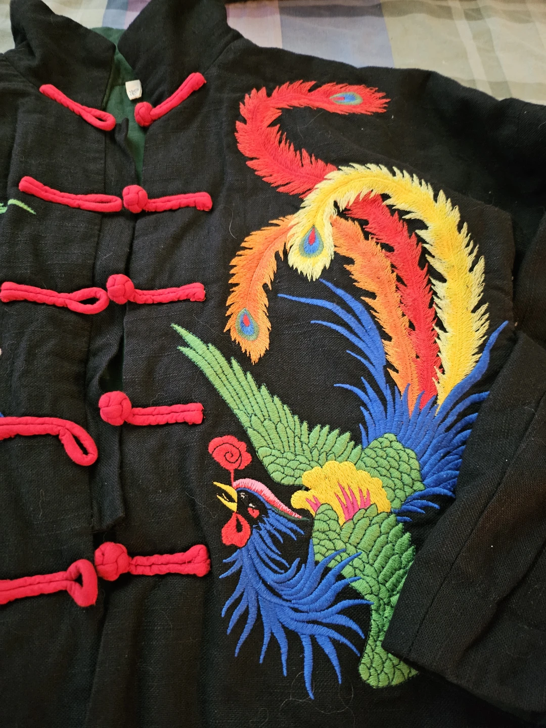 Embroidered Black Jacket with Phoenix Design - photo 2