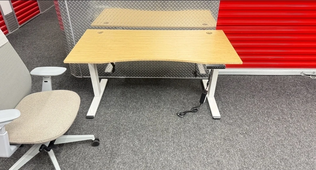 Adjustable Height Desk with Bamboo Top