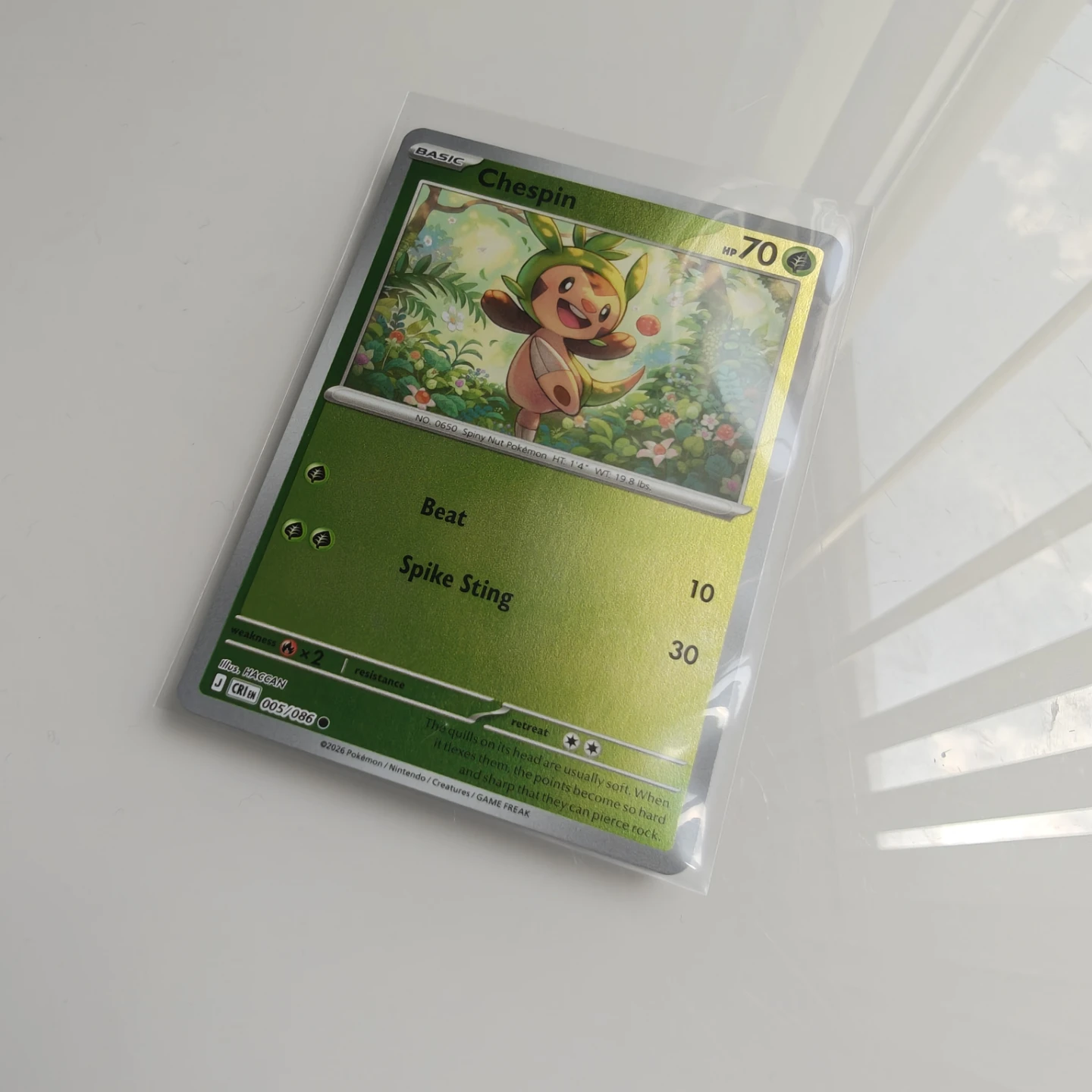 Pokemon TCG Chespin 005/086 Chaos Rising Reverse Holo (NM)