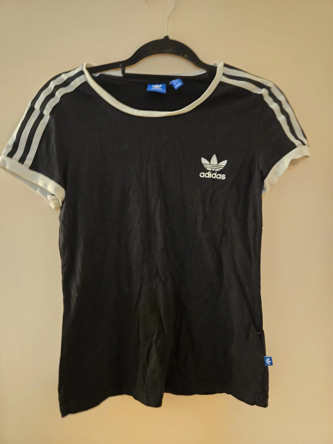 Adidas Originals Black T-Shirt with White Stripes