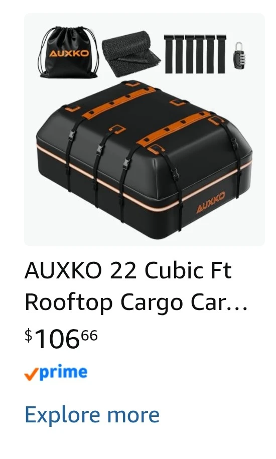AUXKO 22 Cu Ft Rooftop Cargo Carrier Bag