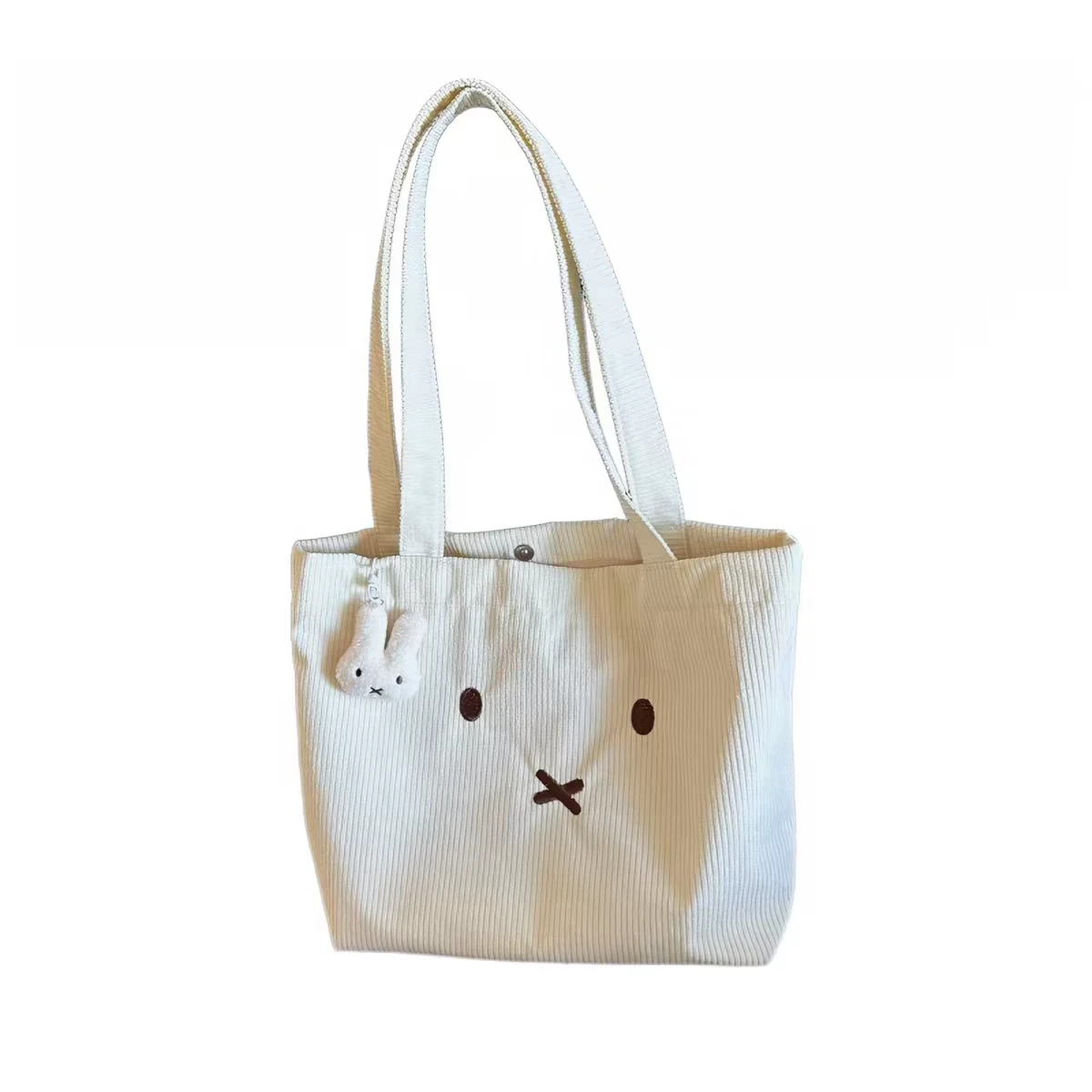New Cream Corduroy Miffy Tote Bag with Charm keychain - photo 4
