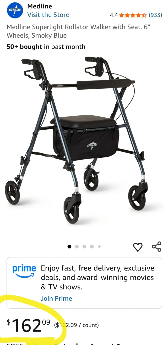 Medline Superlight Rollator Walker with Seat - photo 2