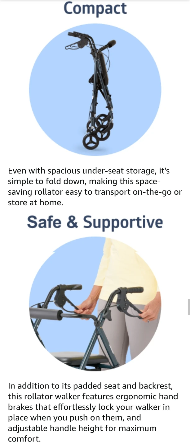 Medline Superlight Rollator Walker with Seat - photo 5