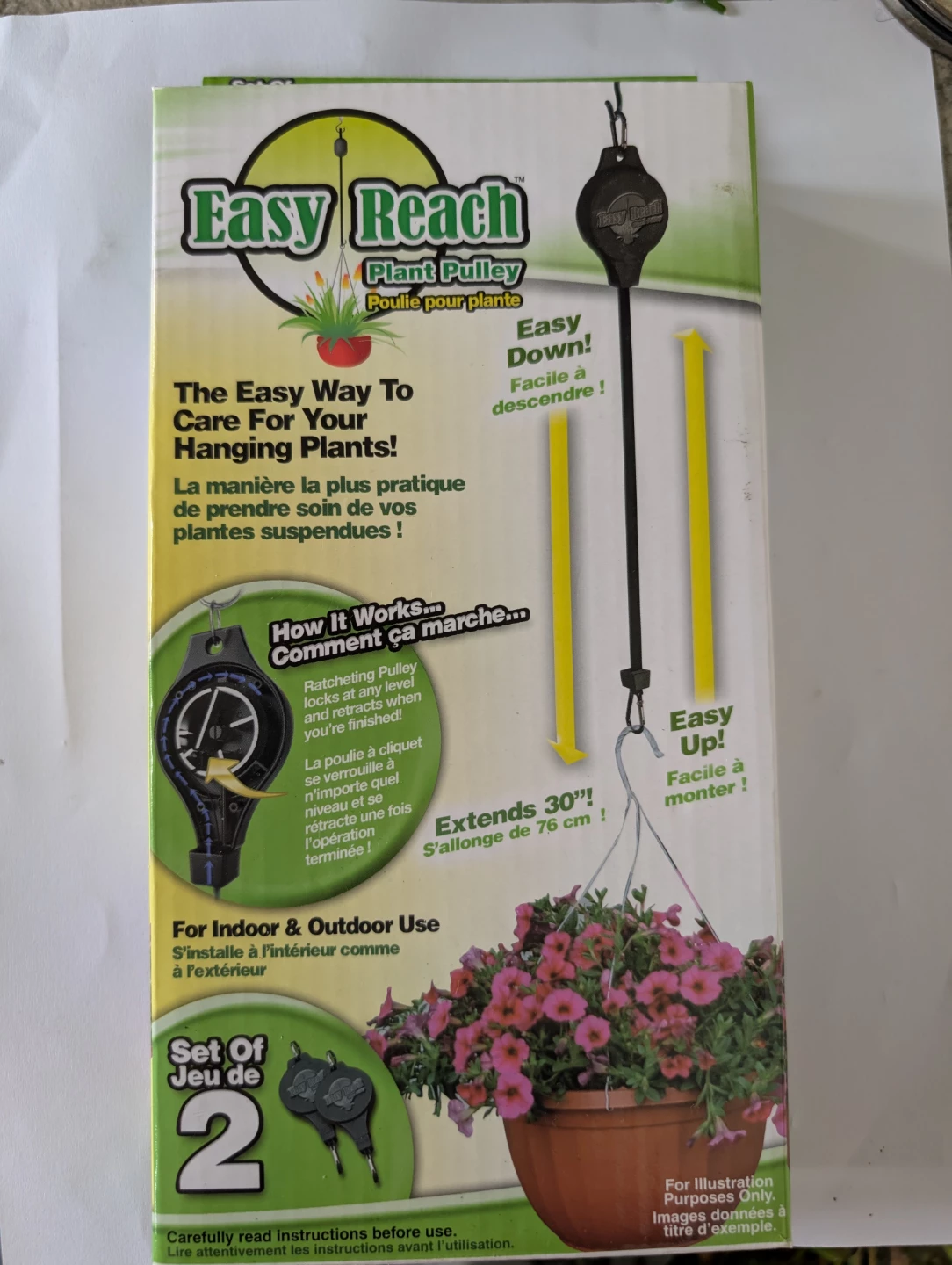 Retractable Plant Pulley for Flower Baskets or Bird Feeders