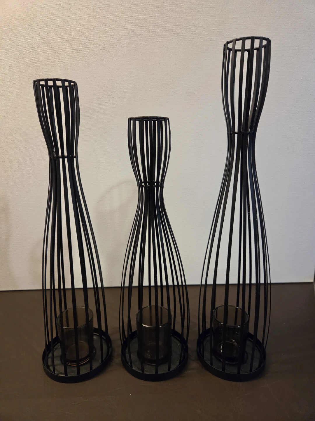 PartyLite Set of 3 Black Metal Lantern Candle Holders