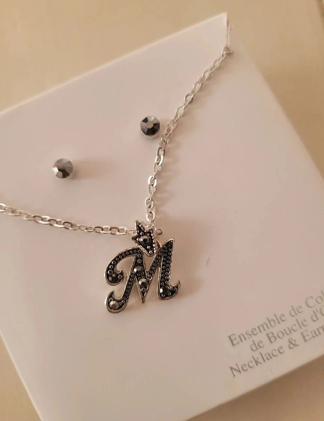 Letter M - Necklace and Earring Set
