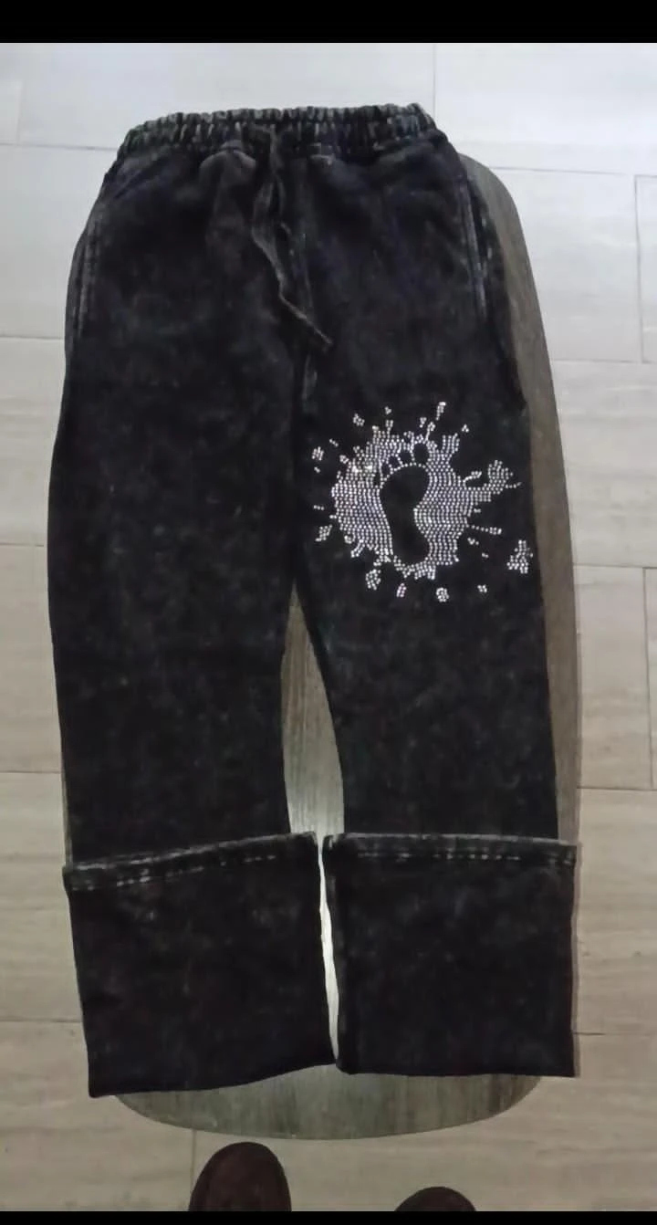 Black Acid Wash Hoodie and Jogger Set