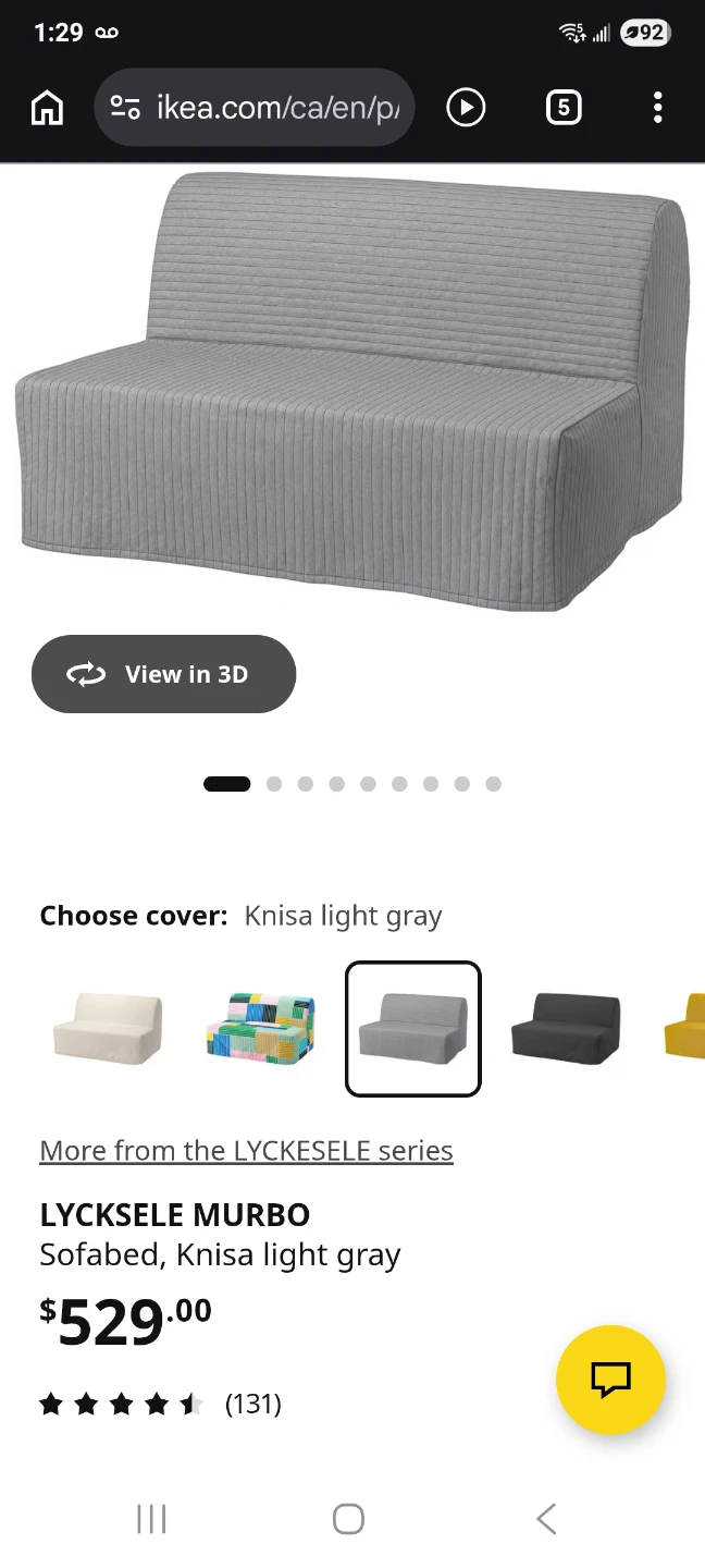 IKEA LYCKSELE MURBO Sofabed, Dark Grey
