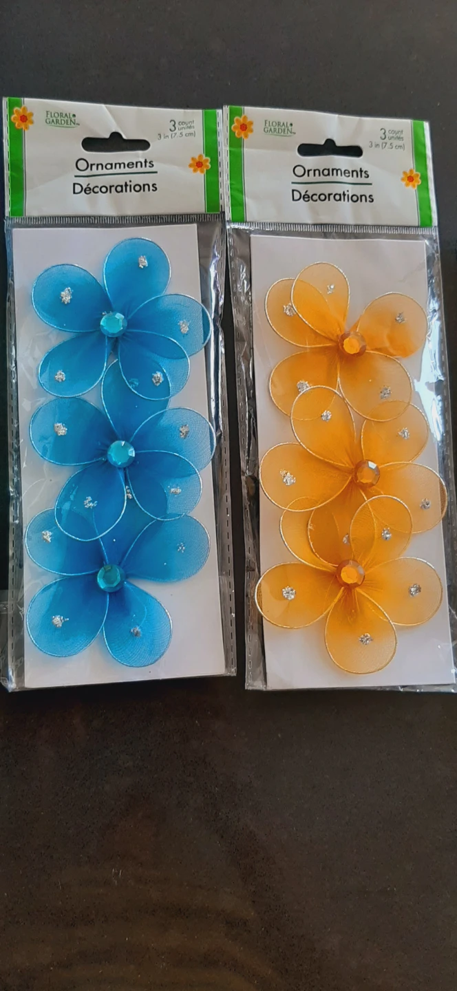 Floral Garden Ornaments - Blue & Orange Flowers/Butterflies - photo 2