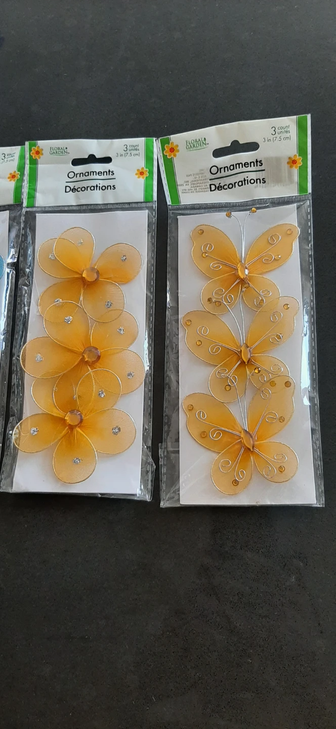 Floral Garden Ornaments - Blue & Orange Flowers/Butterflies - photo 3