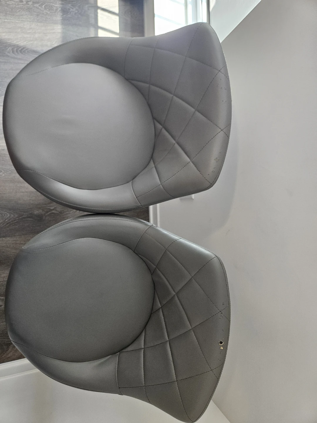 Set of 2 Grey Faux Leather Bar Stools - photo 5