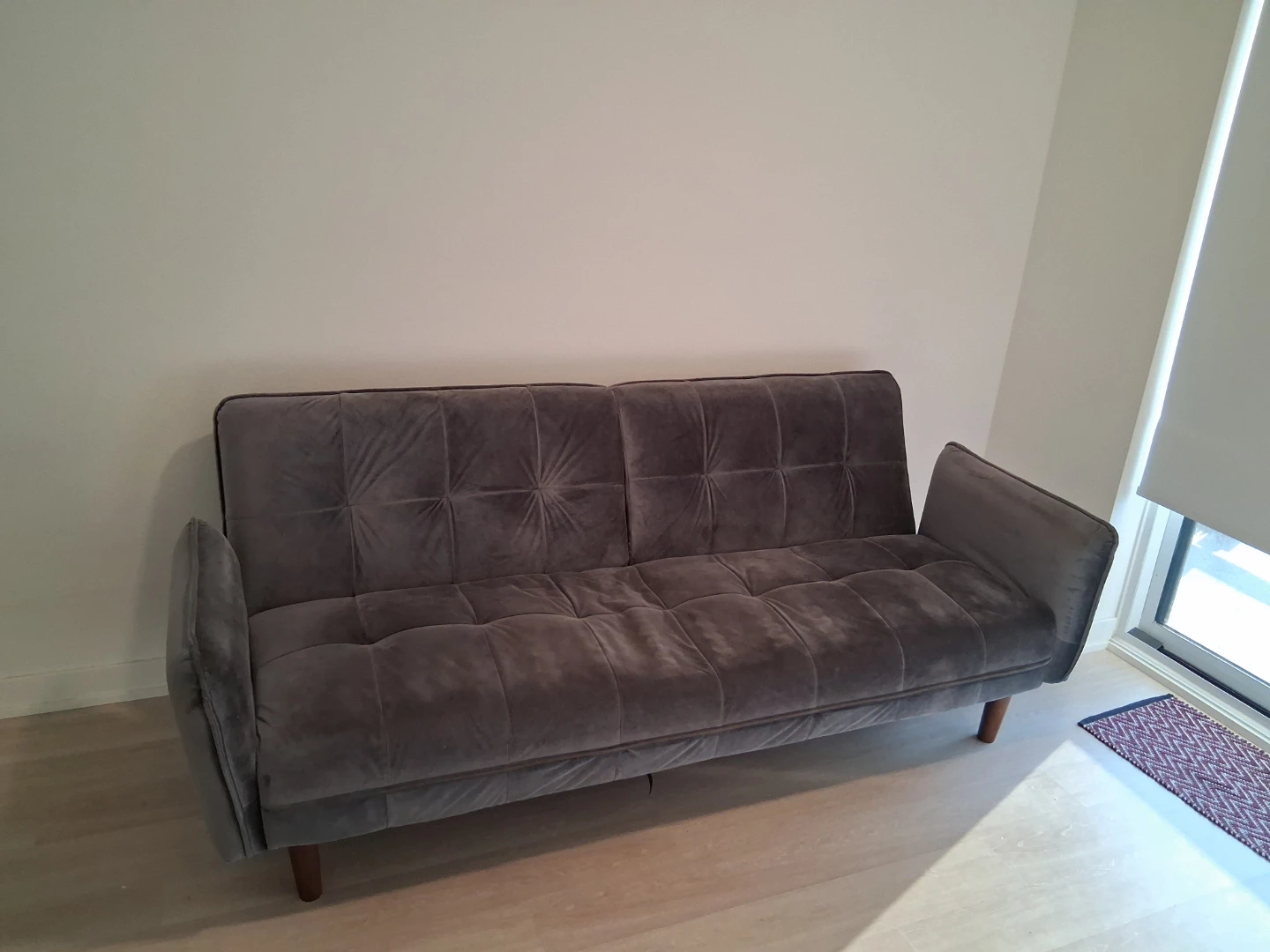 Dark Grey Velvet Sofa / Convertible Futon – Great Daily Couch - photo 2