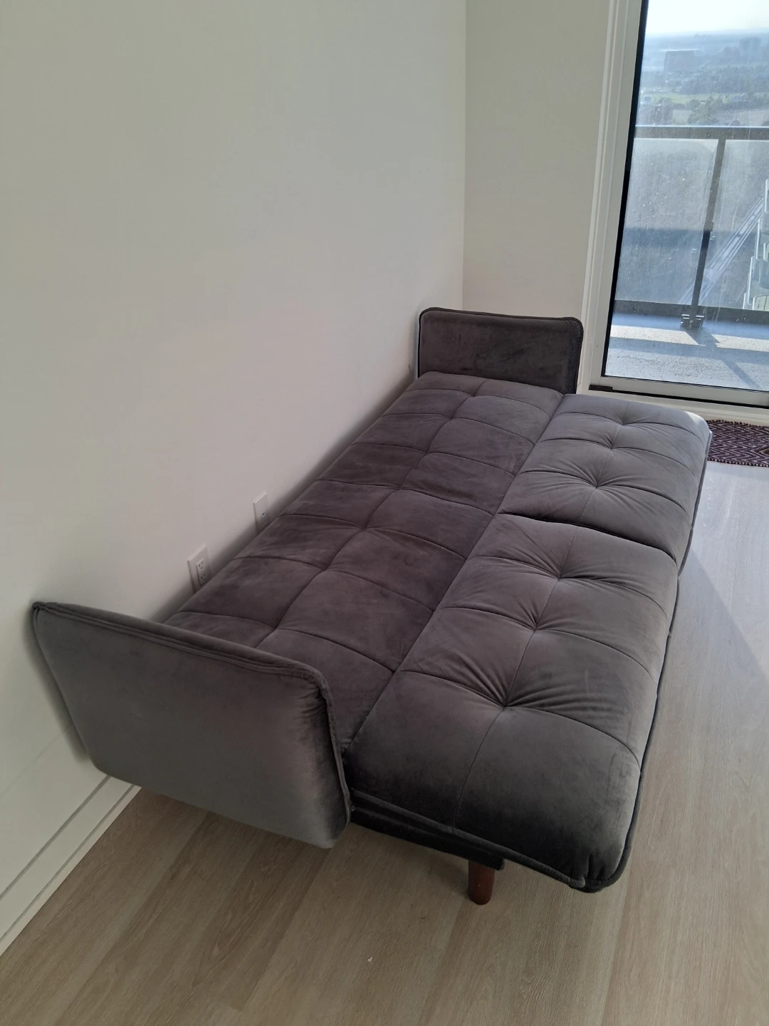 Dark Grey Velvet Sofa / Convertible Futon – Great Daily Couch - photo 4