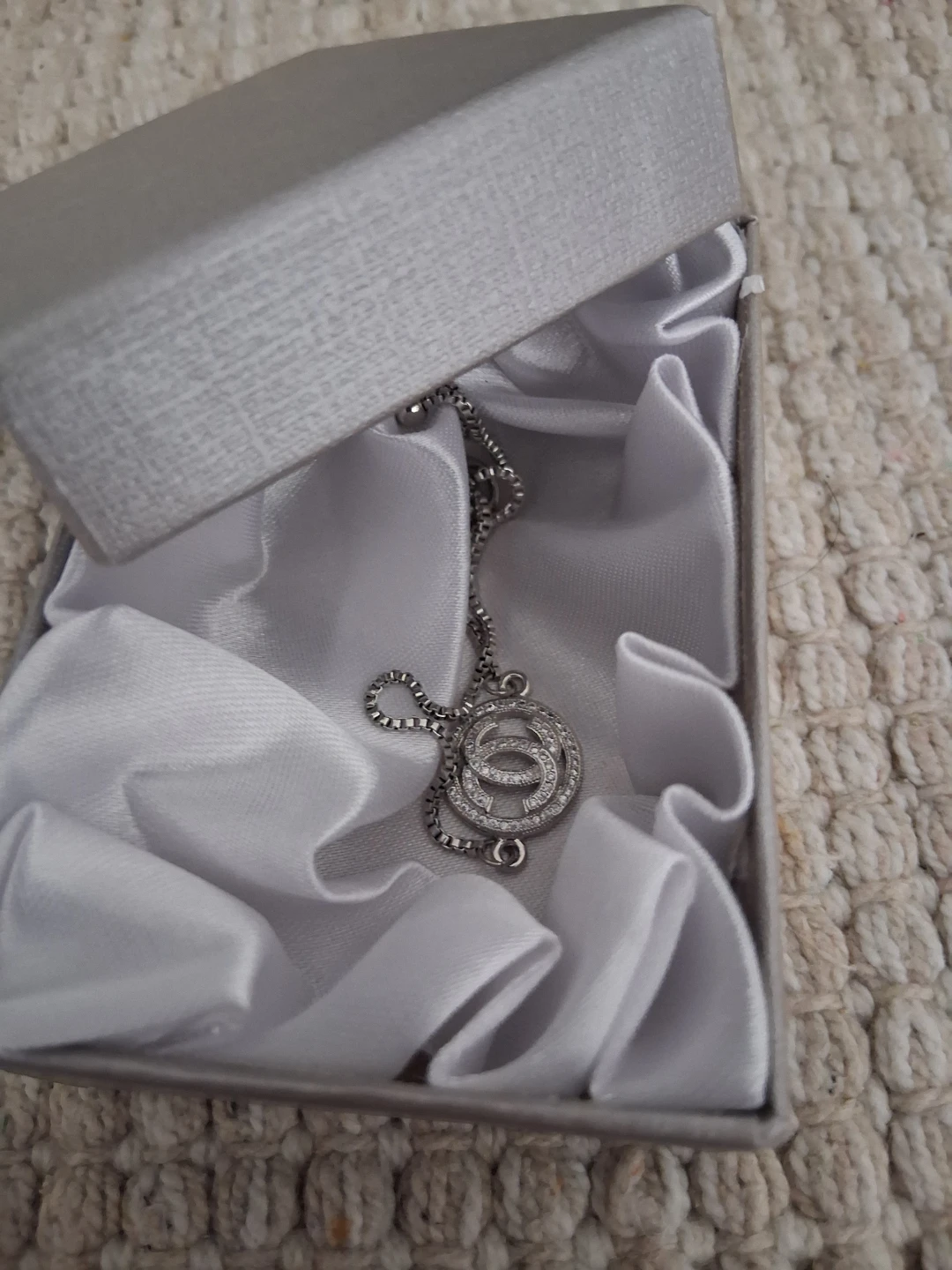 Silver Tone Chanel (cc) Charm Bracelet with CZ Stones - photo 3
